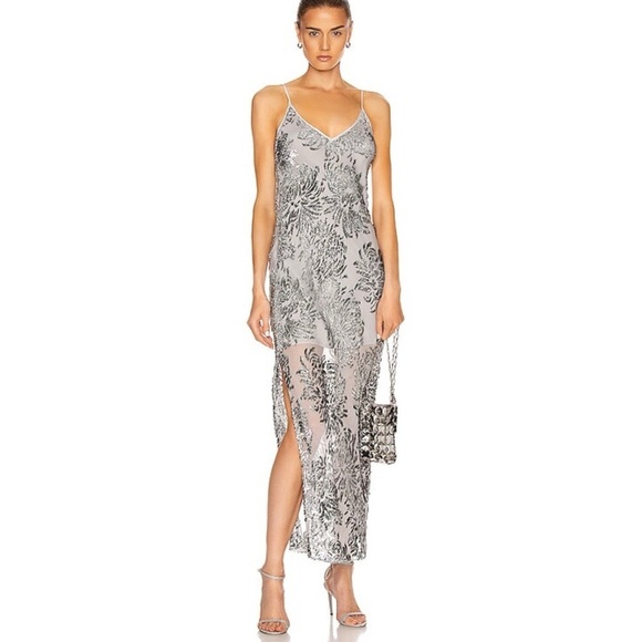 Fleur du Mal silk Fil Coupe Slip Dress in platinum NWT - Picture 1 of 12